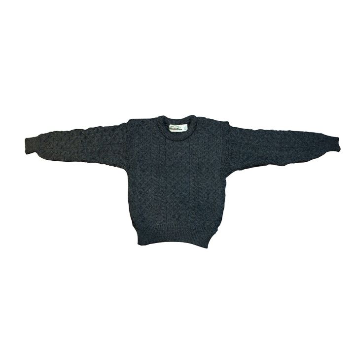 Pull Irelandais Noir traditionnel 100% pure laine vierge