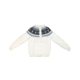 Gilet Cardigan blanc et noir tricoté main
