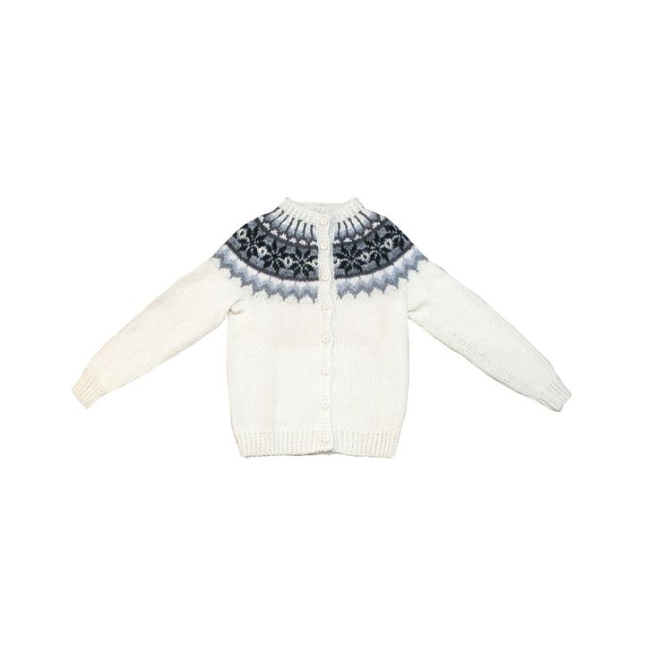 Gilet Cardigan blanc et noir tricoté main