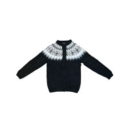 Gillet cardigan noir et blanc tricoté main