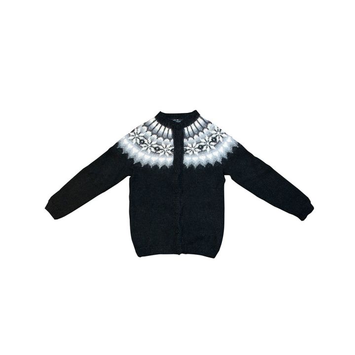 Gillet cardigan noir et blanc tricoté main