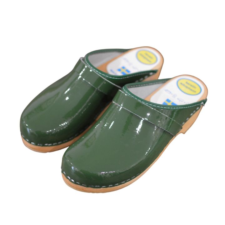 Sabot en cuir vernis - VERT BOUTEILLE