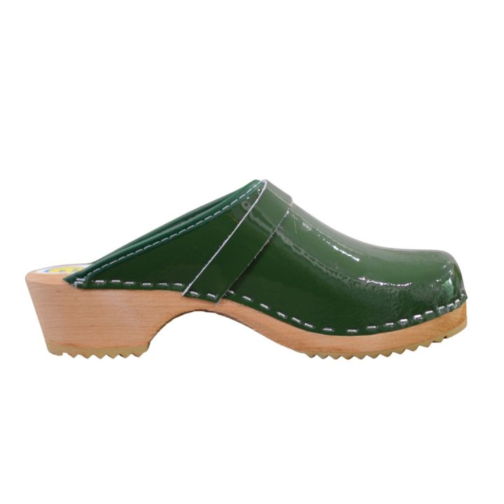 Sabot en cuir vernis - VERT BOUTEILLE