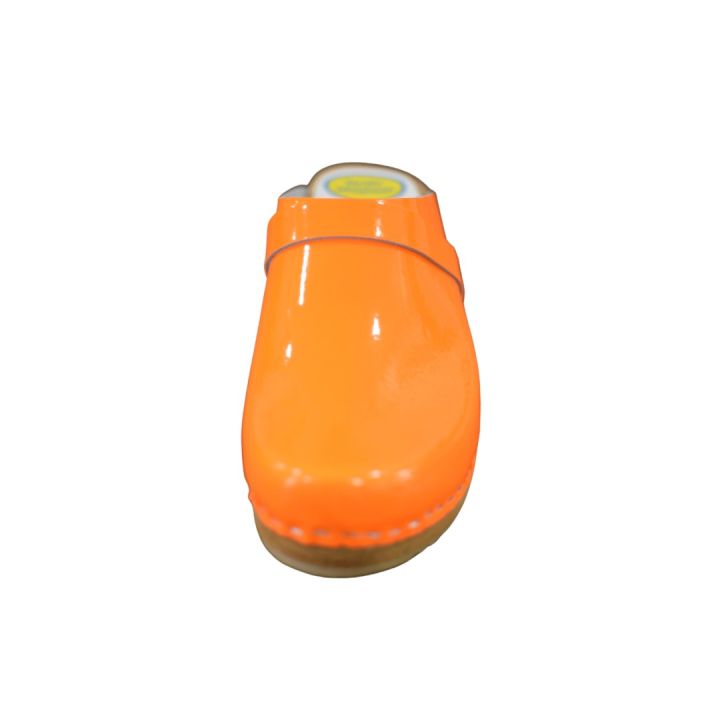 Sabots en cuir vernis - ORANGE FLUO