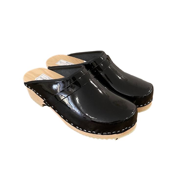 Sabots en cuir vernis - NOIR