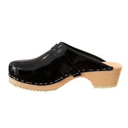 Sabots en cuir vernis - NOIR
