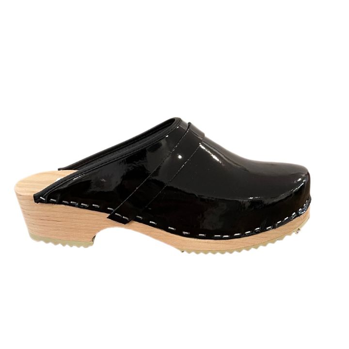 Sabots en cuir vernis - NOIR