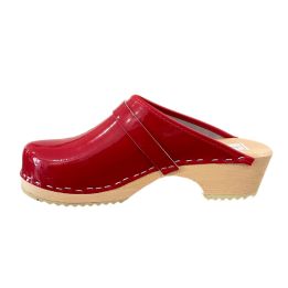 Sabots en cuir vernis - ROUGE FONCÉ