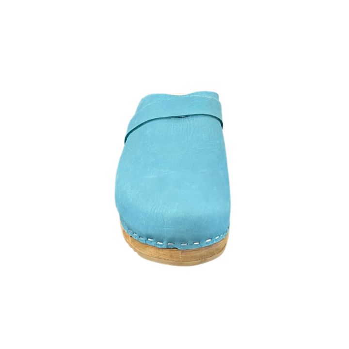Sabots en cuir Nubuck - BLEU TURQUOISE