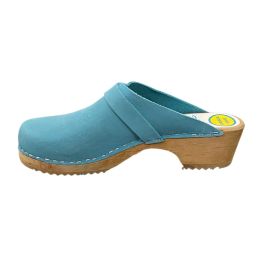 Sabots en cuir Nubuck - BLEU TURQUOISE