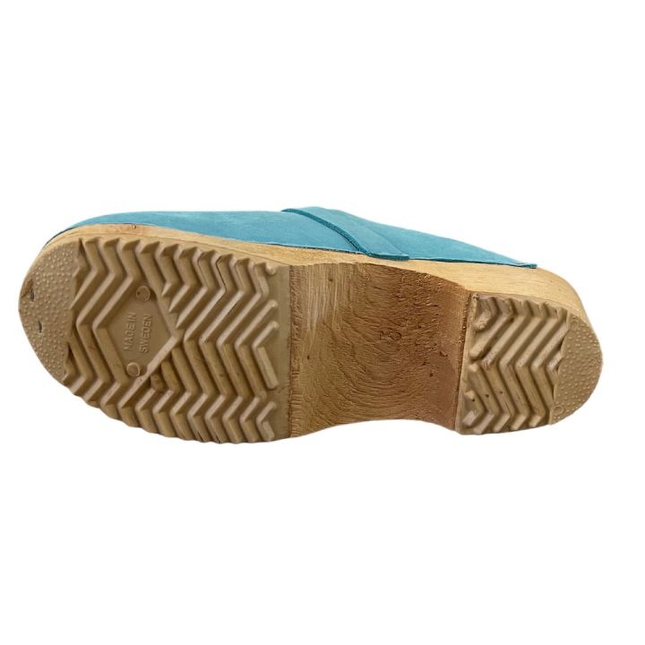 Sabots en cuir Nubuck - BLEU TURQUOISE