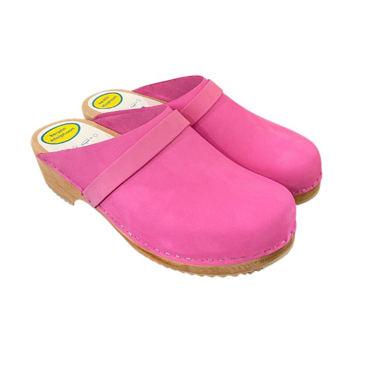 Sabots en cuir Nubuck - ROSE FUSHIA
