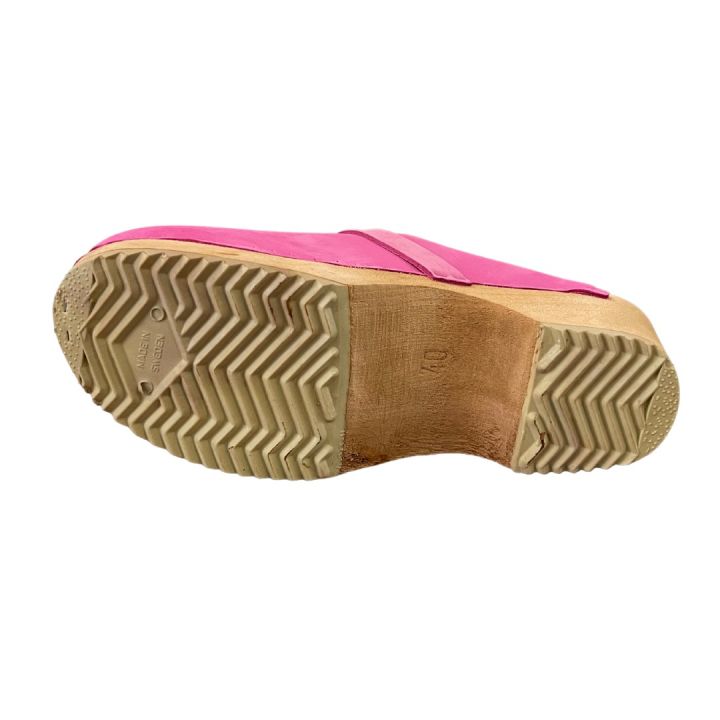 Sabots en cuir Nubuck - ROSE FUSHIA