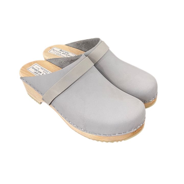Sabots en cuir Nubuck - GRIS CLAIR