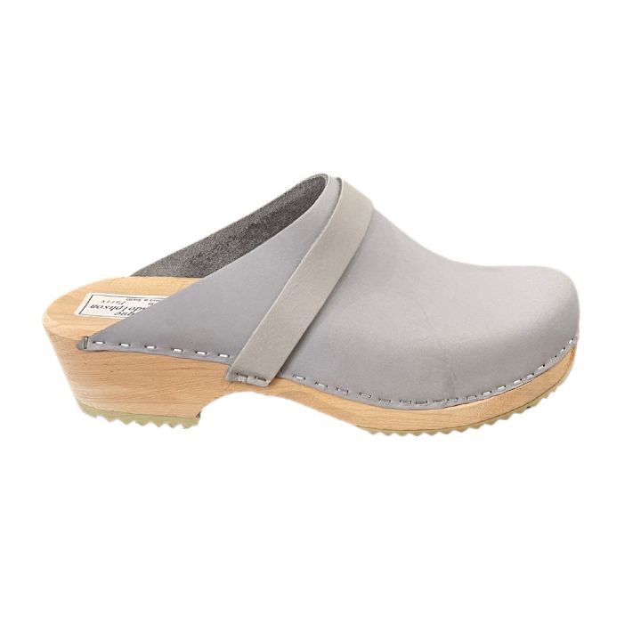 Sabots en cuir Nubuck - GRIS CLAIR