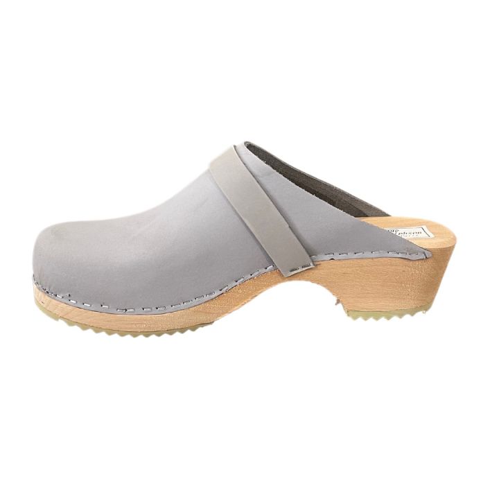Sabots en cuir Nubuck - GRIS CLAIR