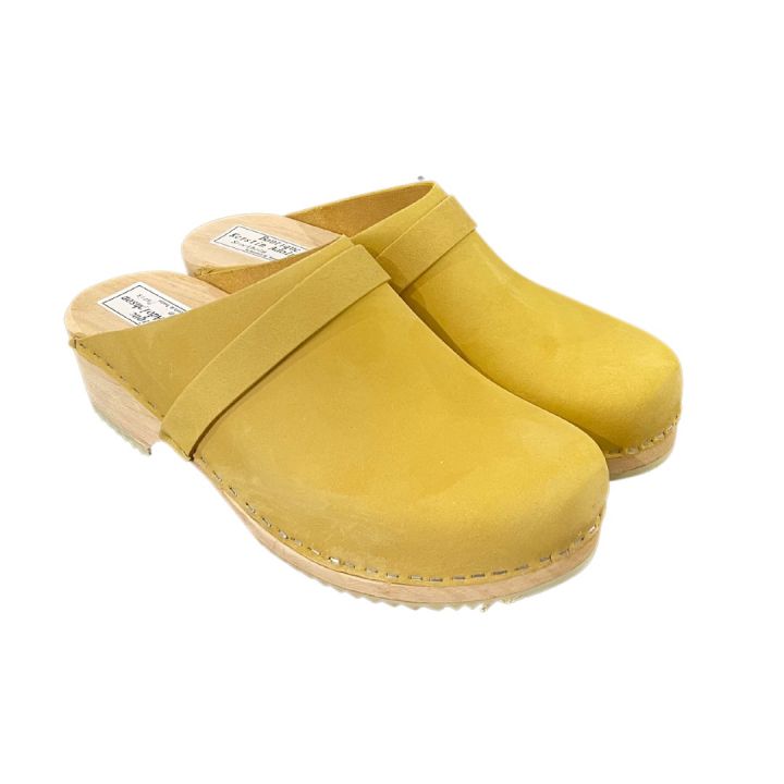 Sabots en cuir Nubuck - JAUNE MOUTARDE