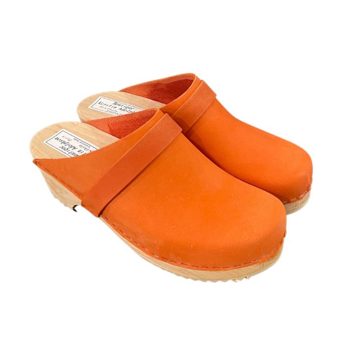 Sabot en cuir Nubuck - ORANGE
