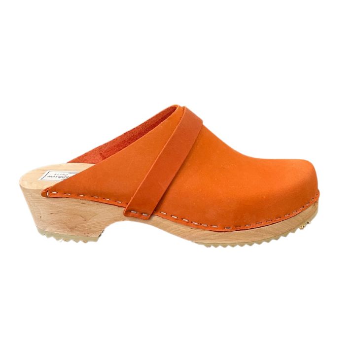 Sabot en cuir Nubuck - ORANGE