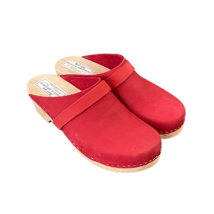 Sabots en cuir Nubuck - ROUGE