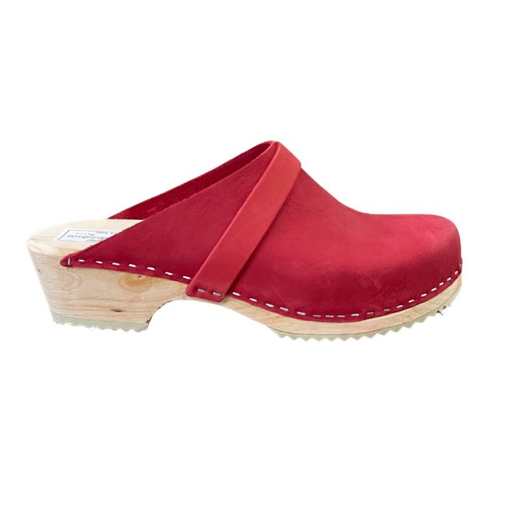 Sabots en cuir Nubuck - ROUGE