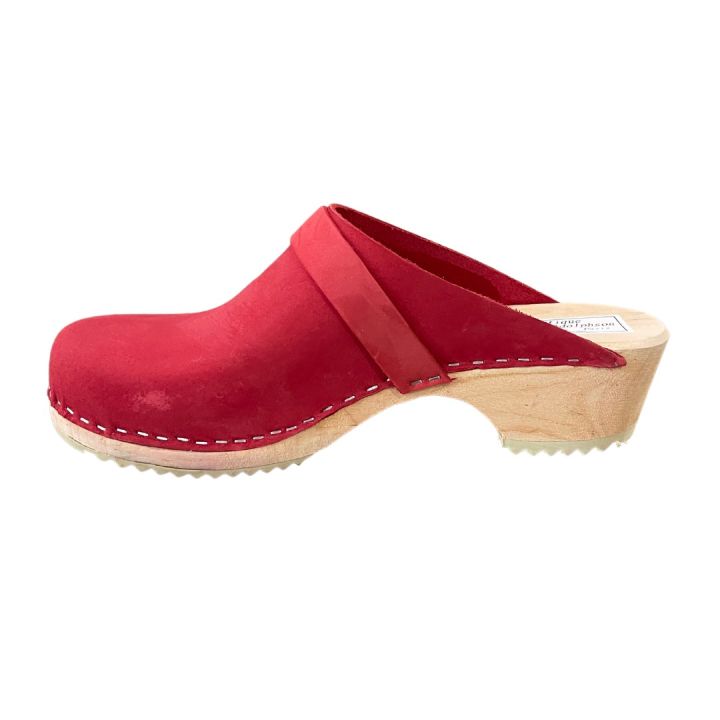 Sabots en cuir Nubuck - ROUGE