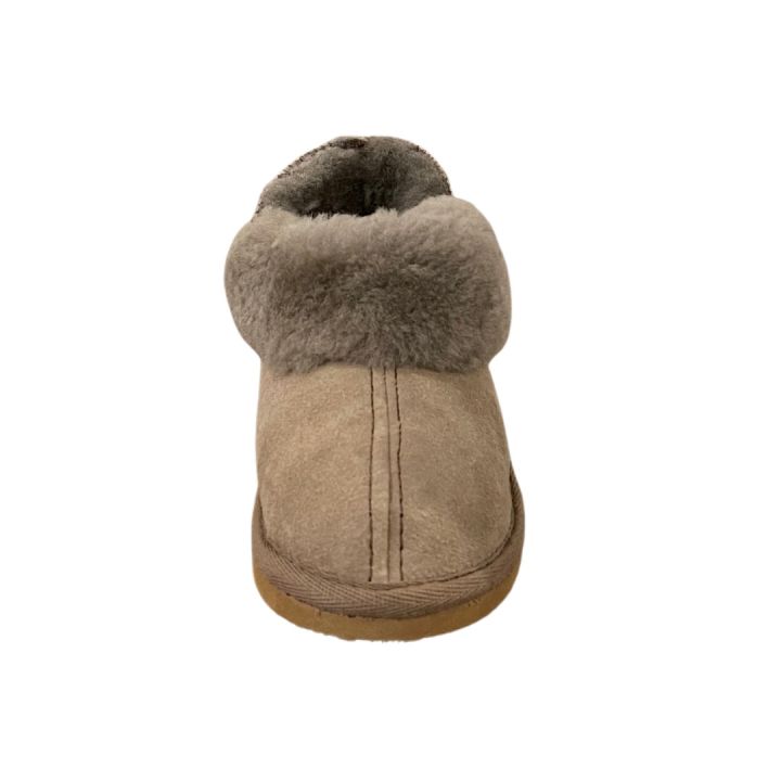 Chaussons en peau de mouton retournée - TAUPE