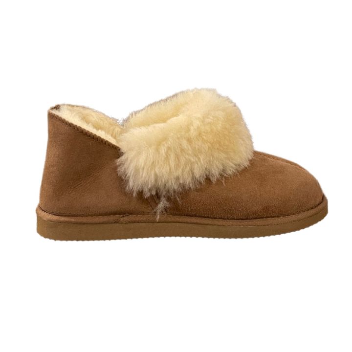 Chaussons en peau de mouton retournée - CAMEL