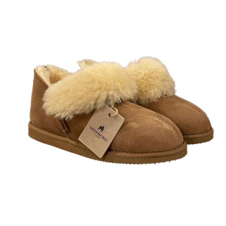 Chaussons en peau de mouton retournée - CAMEL