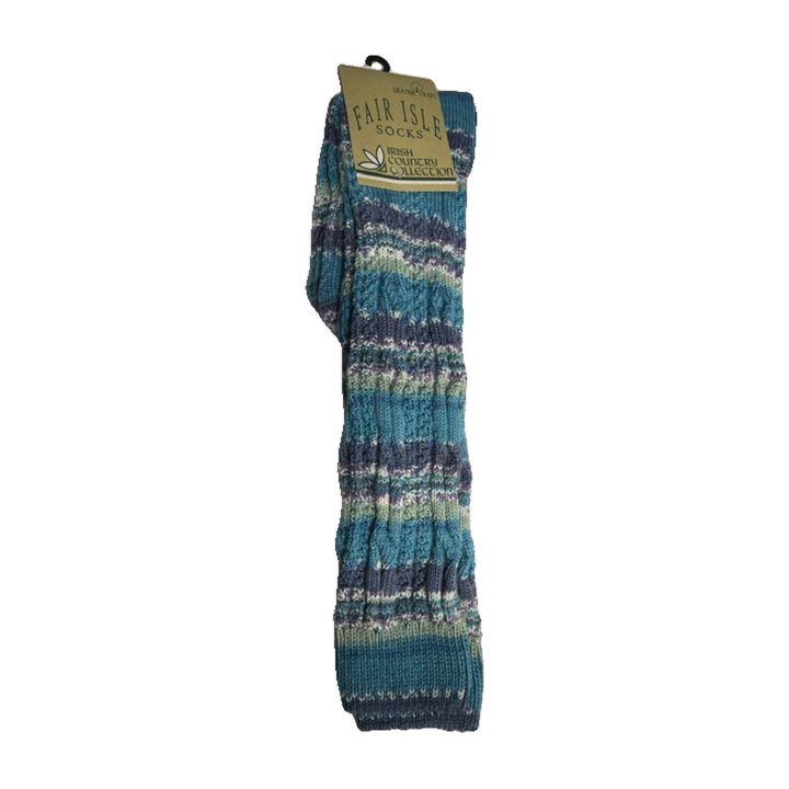Chaussettes longues Fair Isle - TURQUOISE