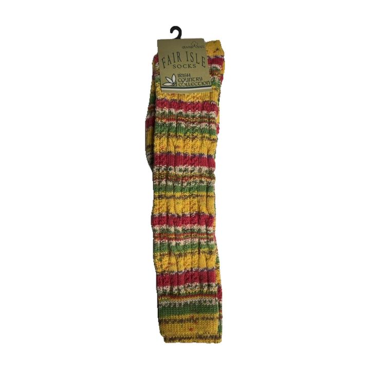 Long Fair Isle socks - YELLOW