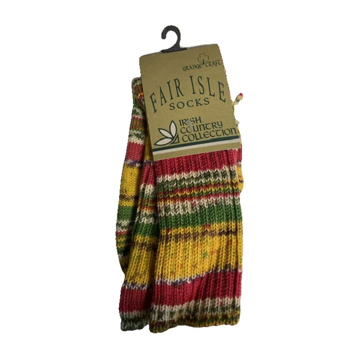Fair Isle-strumpor - GUL