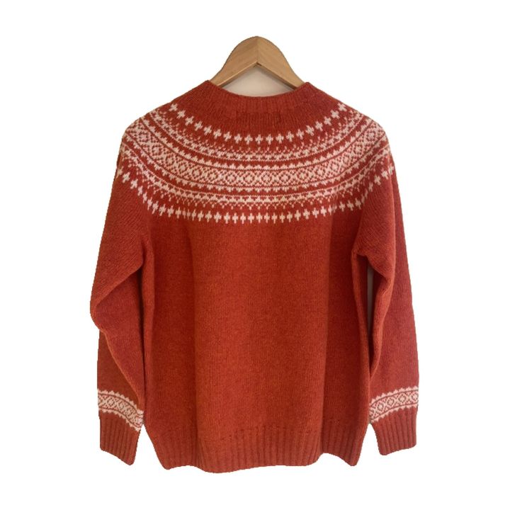 Fair Isle wool cardigan - RUST