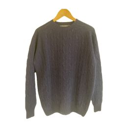 Cable-knit wool jumper - NAVY