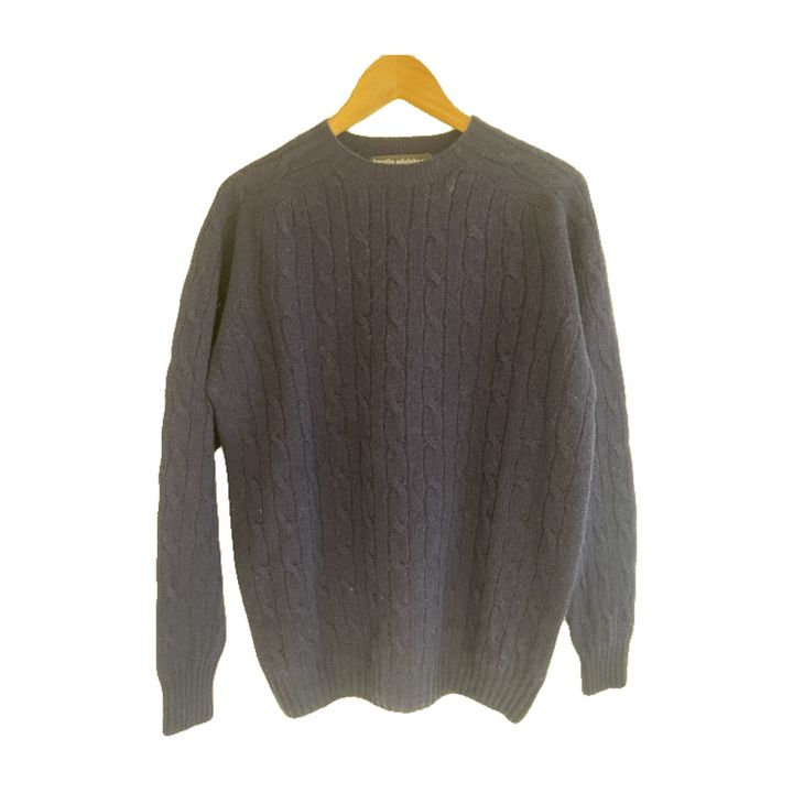 Pull torsadé en laine - BLEU MARINE