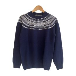 Pull mixte Fair Isle en laine - BLEU MARINE