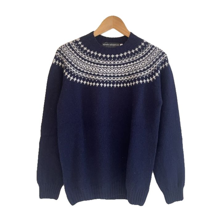 Pull mixte Fair Isle en laine - BLEU MARINE