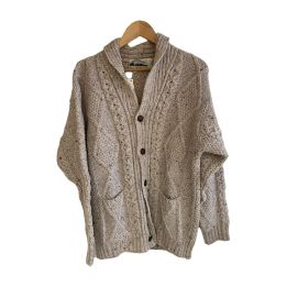 Cable-knit shawl-collar cardigan - BEIGE