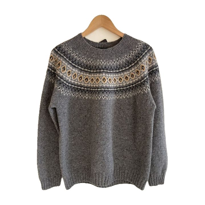 Fair Isle ulltröja - GRÅ