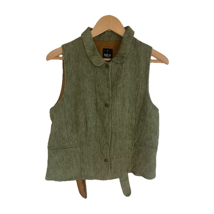 Sleeveless linen waistcoat - GREEN