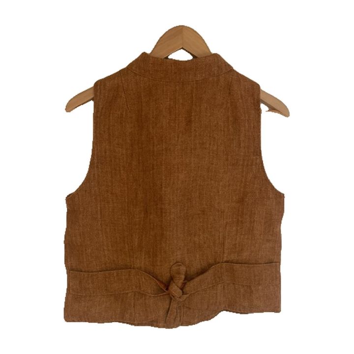 Sleeveless linen waistcoat - BROWN