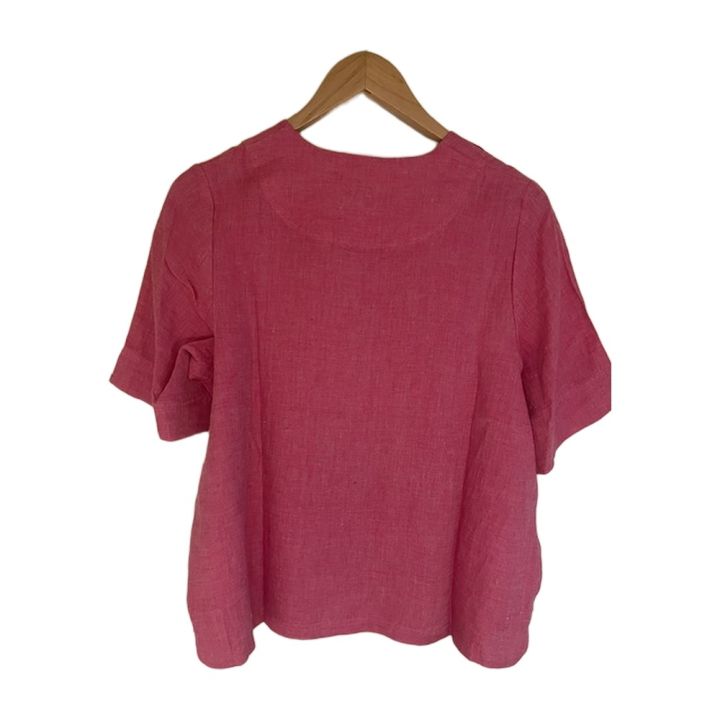 Chemisier en lin manches courtes - ROSE