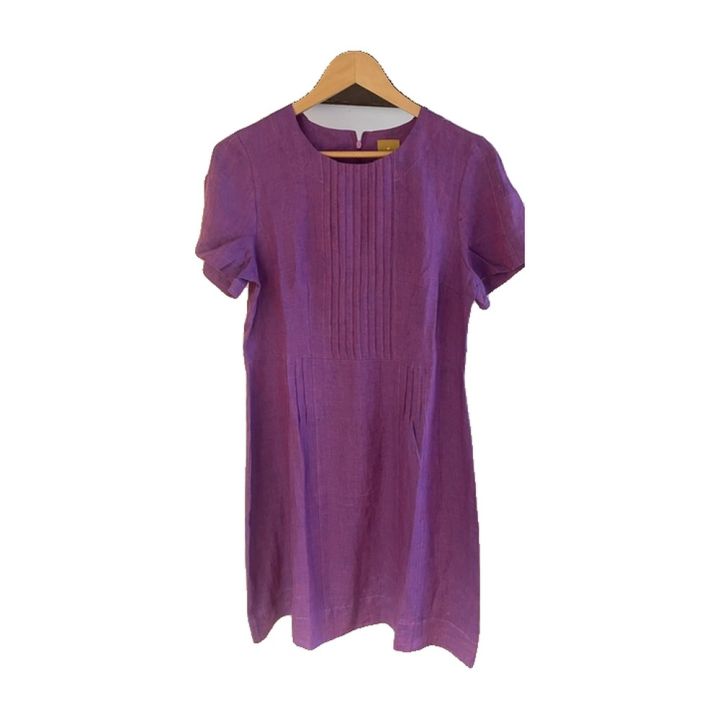 Robe en lin à plis - VIOLET