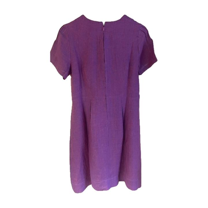 Pleated linen dress - PURPLE