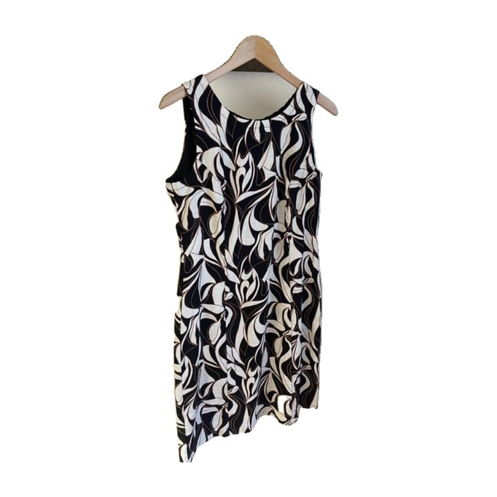 Robe sans manches en lin imprimé - NOIR ET BLANC