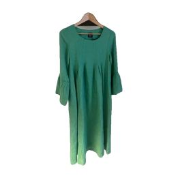 Long flared linen dress - GREEN