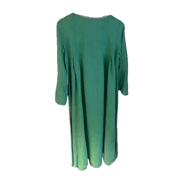 Robe longue évasée en lin - VERT