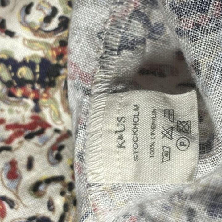 Robe longue en lin imprimé cachemire - ÉCRU