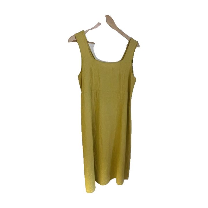 Linen pinafore dress - YELLOW