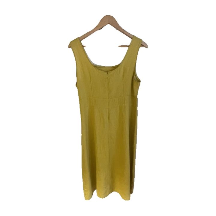 Linen pinafore dress - YELLOW
